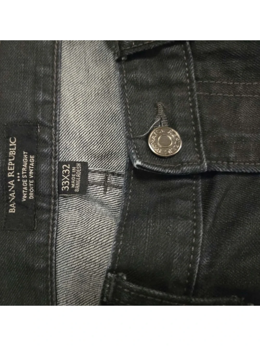Banana Republic Vintage Straight Black Jeans 33x32